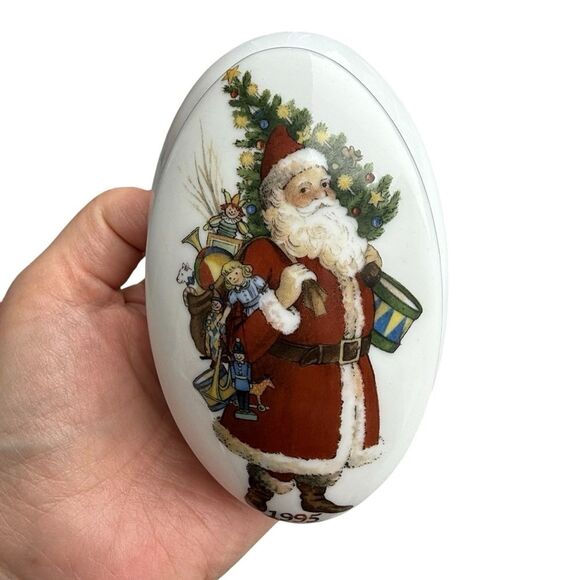 Vintage 1995 Reutter Santa Claus Porcelain Trinket Box Gold Rim Germany - Picture 6 of 14